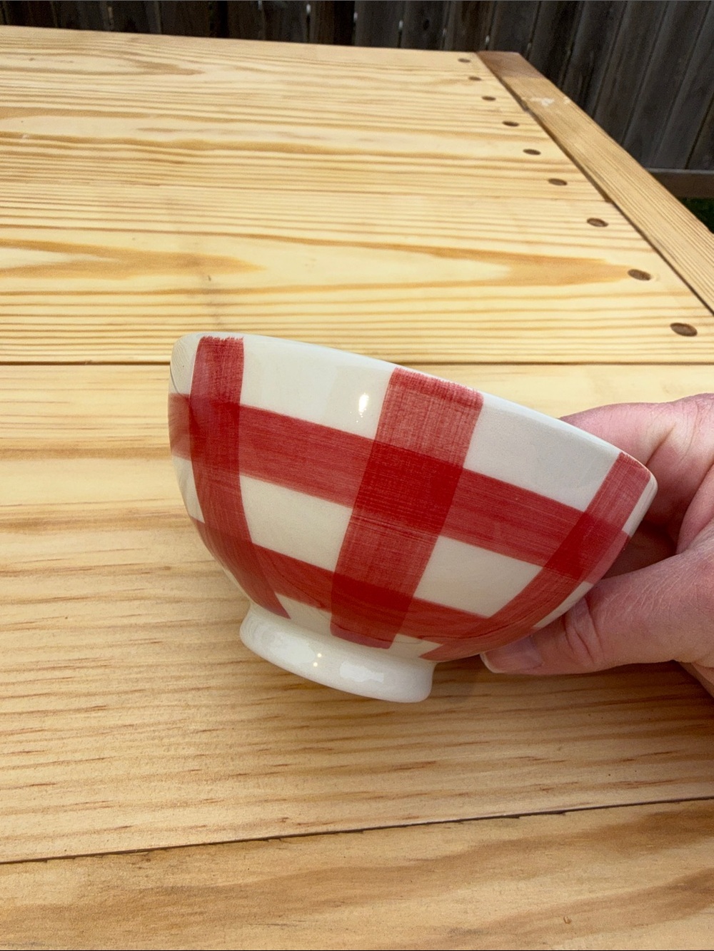 4.5” Red Hand Painted Stoneware Latte Bowl - Creative Co-Op, Inc, - Picture 4 of 4